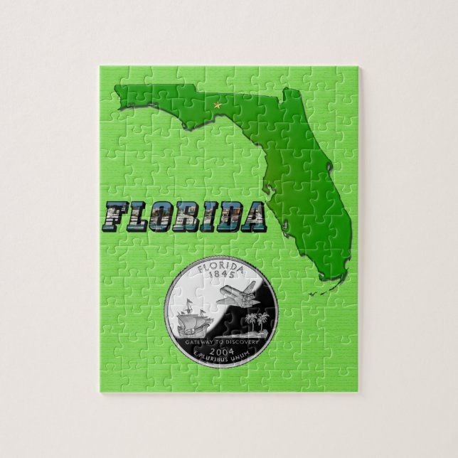 Florida Staat Map and Text Puzzle (Vertikal)