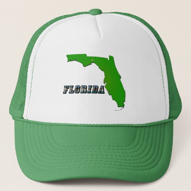 Florida Staat Map and Text Truckerkappe (Vorderseite)