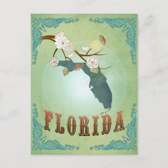 Florida Staat Map - Green Postkarte (Vorderseite)