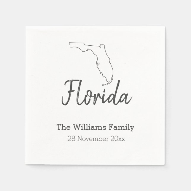Florida Staat Map Personalisiert Family Wiedersehe Serviette (Vorderseite)