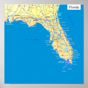 Florida Staat Map Poster