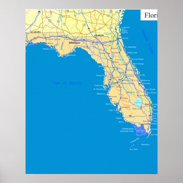 Florida Staat Map Poster (Vorne)