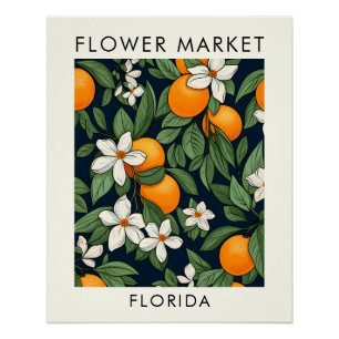Florida Staat Orange Blossom Blume Markt Poster