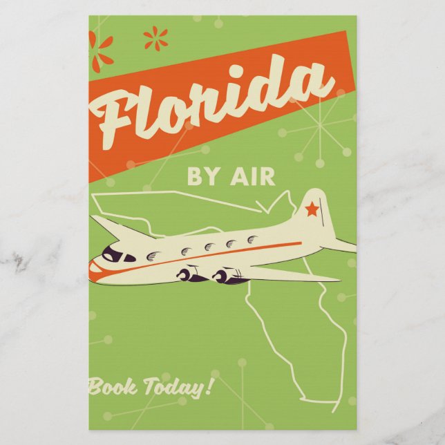 Florida Staat Retroposter. Briefpapier (Vorderseite)