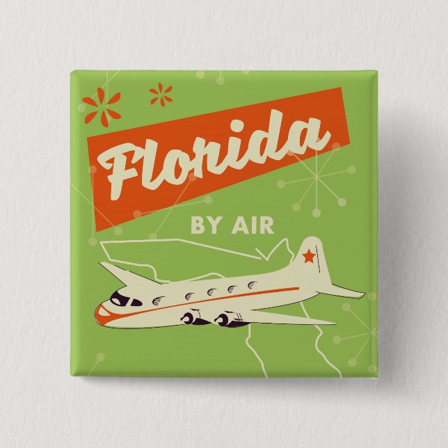 Florida Staat Retroposter. Button (Vorderseite)