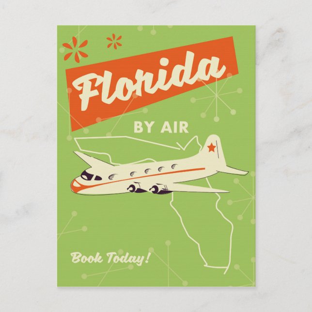 Florida Staat Retroposter. Postkarte (Vorderseite)