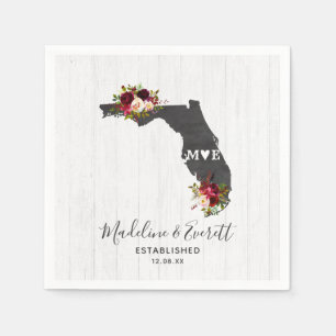 Florida Staat Rustic Wood Wedding Monogram Serviette