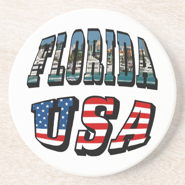 Florida-Staat und USA-Flaggentext Getränkeuntersetzer (Vorne)