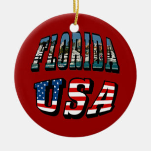 Florida-Staat und USA-Flaggentext Keramik Ornament