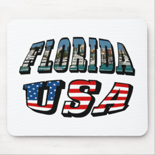 Florida-Staat und USA-Flaggentext Mousepad