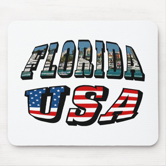 Florida-Staat und USA-Flaggentext Mousepad (Vorne)