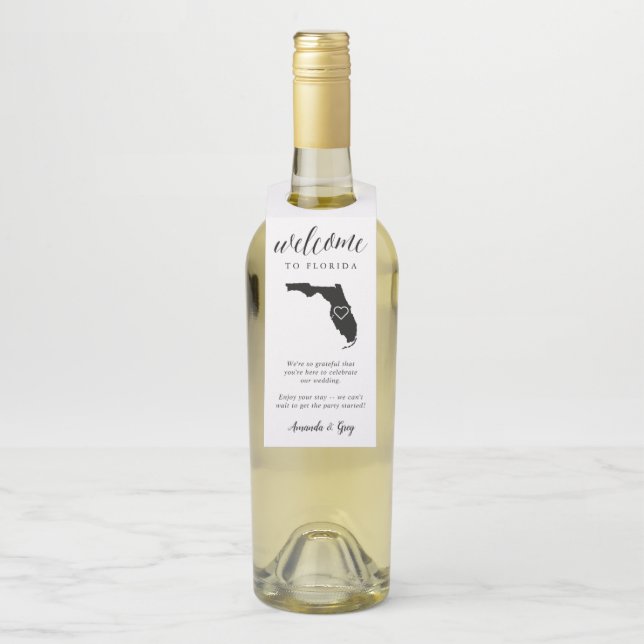 Florida Staat Wedding Welcome Flaschenanhänger (Auf Flasche)