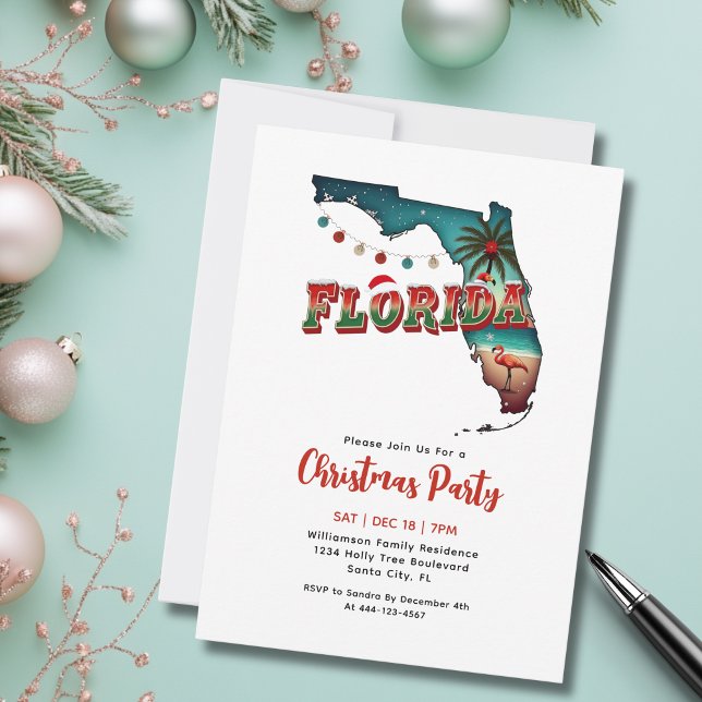 Florida Staat Weihnachtsfeier Einladung (Add your party details via the template to personalize. See collection for other items )