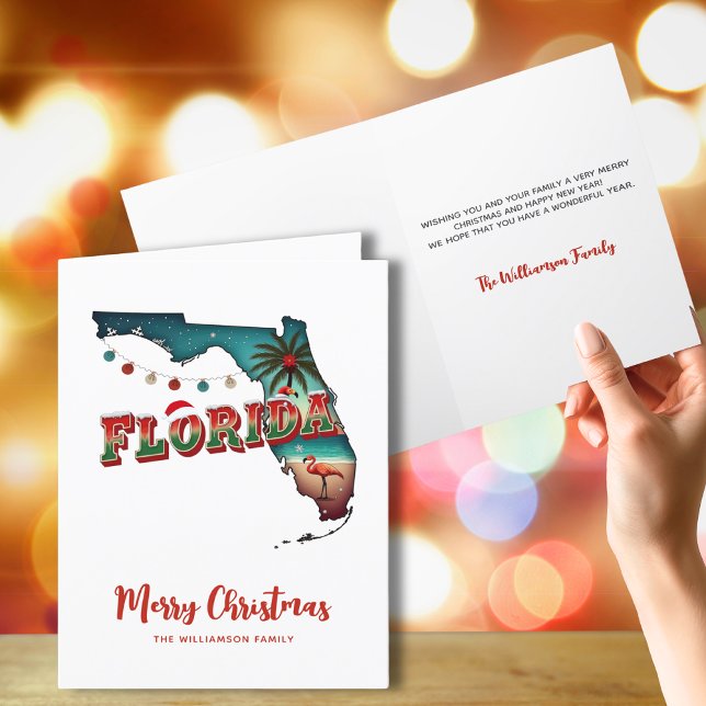 Florida Staat Weihnachtskarte Feiertagskarte (Personalize front and inside message.  Interior message can be deleted.  Matching items available)