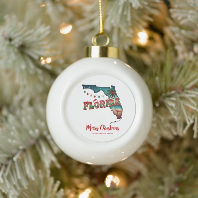Florida Staaten Holiday Karte Keramik Kugel-Ornament (Baum)