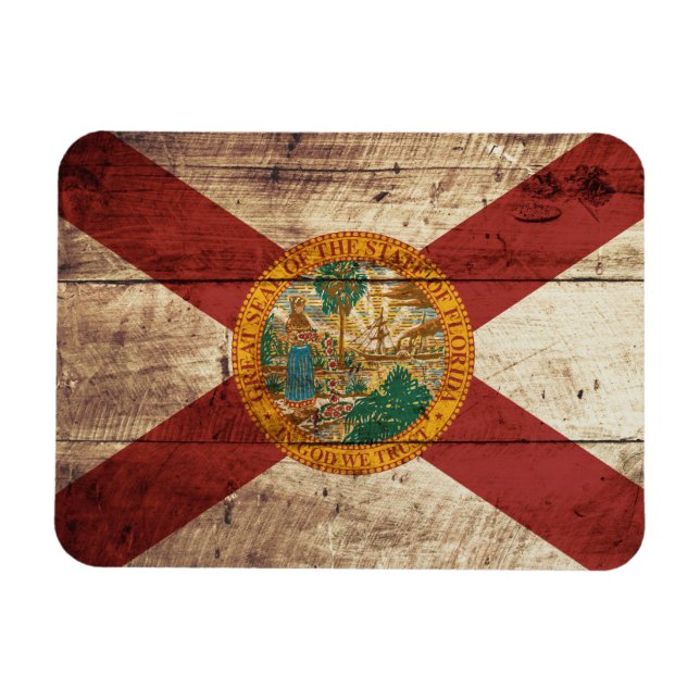Florida Staatsflagge auf Altholzkorn Magnet (Horizontal)