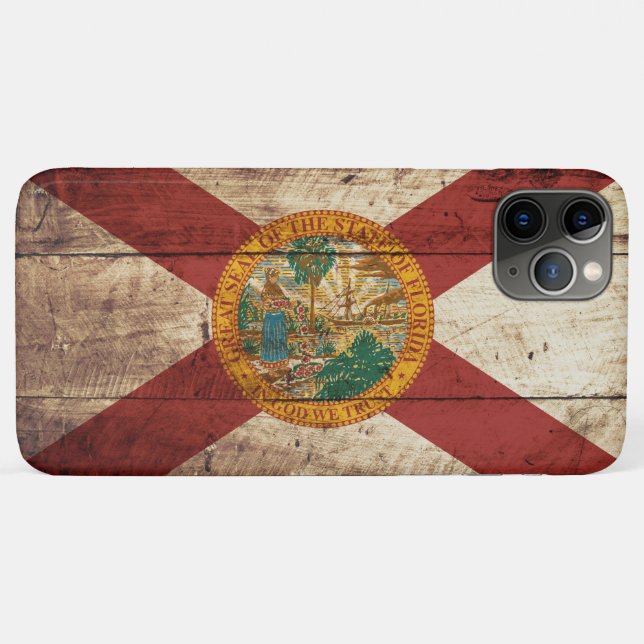 Florida Staatsflagge auf Altholzkörner Case-Mate iPhone Hülle (Rückseite (Horizontal))