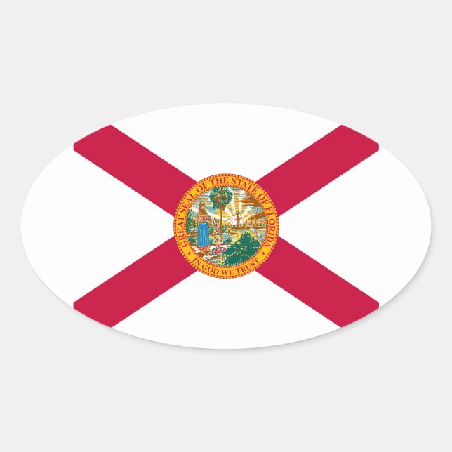 Florida State Flag Design Ovaler Aufkleber (Vorderseite)