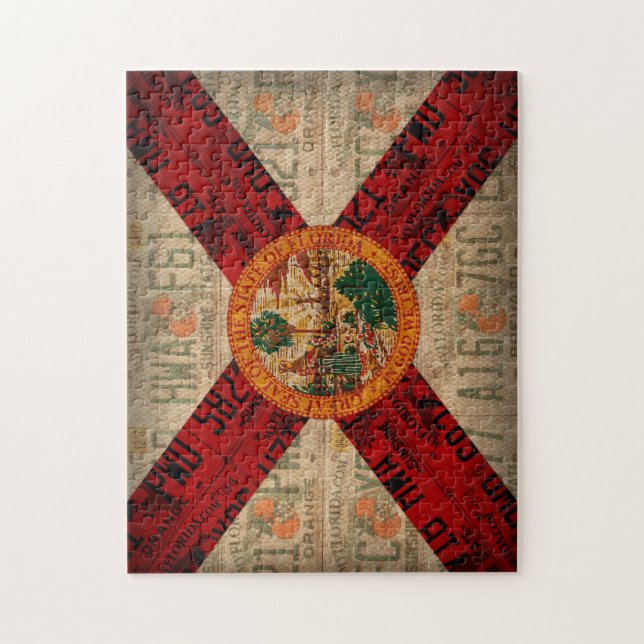 Florida State Flag License Plate Art Puzzle (Vertikal)