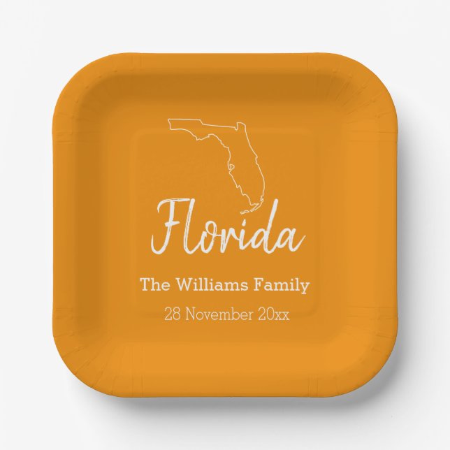 Florida State Map Personalized Family Reunion    Pappteller (Vorderseite)