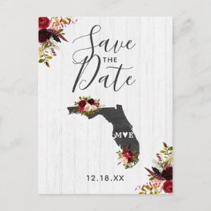 Florida State Reiseziel Rustikal Save the Date Ankündigungspostkarte