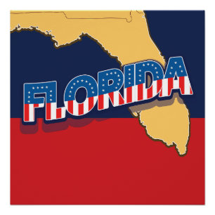 Florida Sterne und Streifen Karte Poster