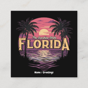 Florida-Strand bei Sonnenuntergang mit Blick auf d Quadratische Visitenkarte