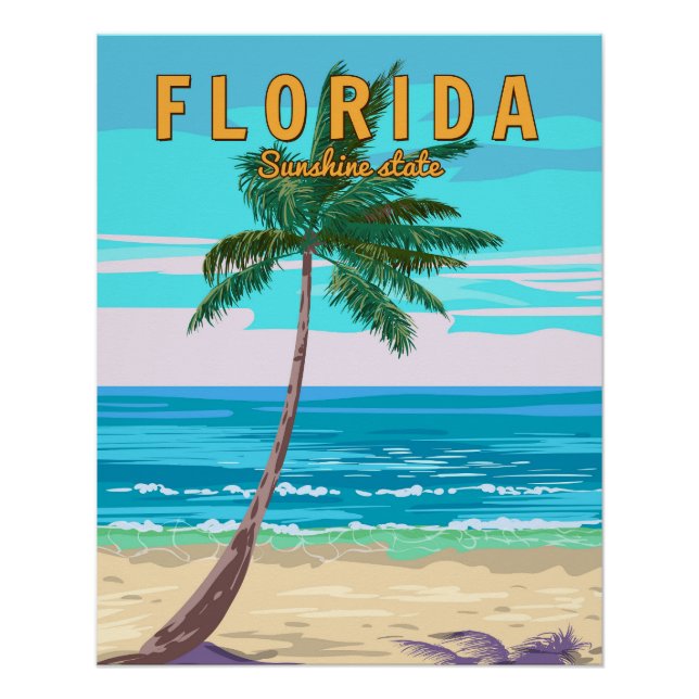 Florida-Strand Retroplakat Poster (Vorderseite)
