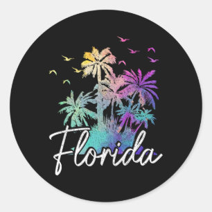 Florida Strand Vintage Miami Tampa Palmen Urlaub Runder Aufkleber