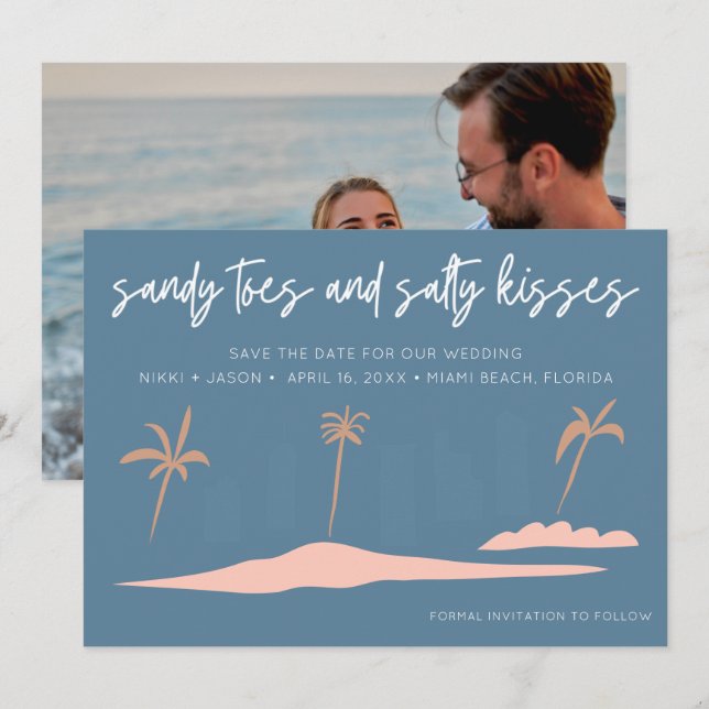 Florida Strandhochzeitsfoto Save the Date (Vorne/Hinten)