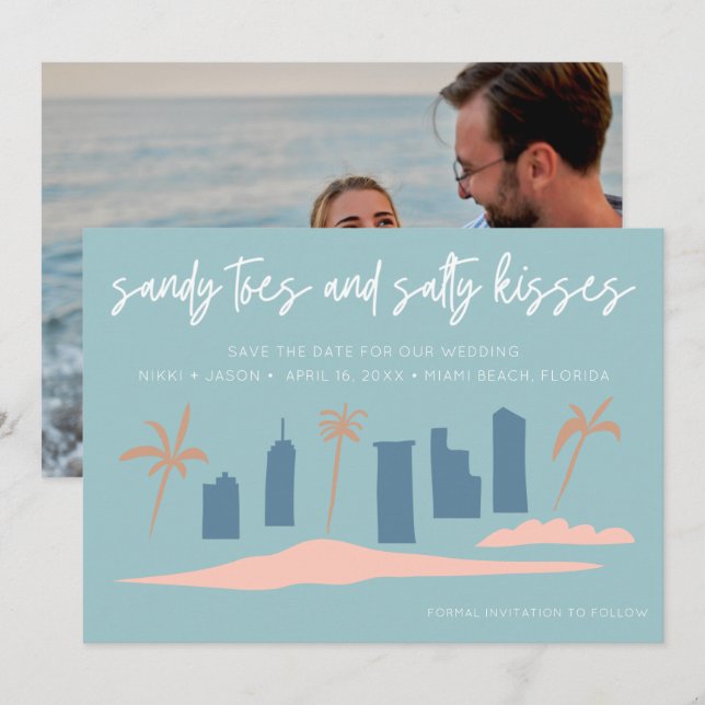 Florida Strandhochzeitsfoto Save the Date (Vorne/Hinten)