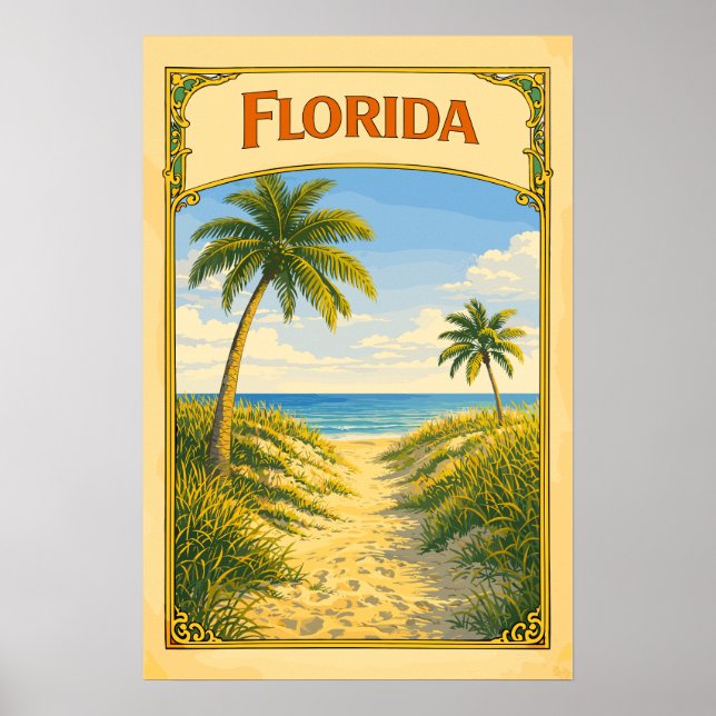 Florida-Strandweg Vintage Poster (Vorne)