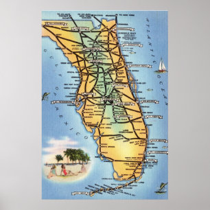 Florida-Straßenkarte Poster