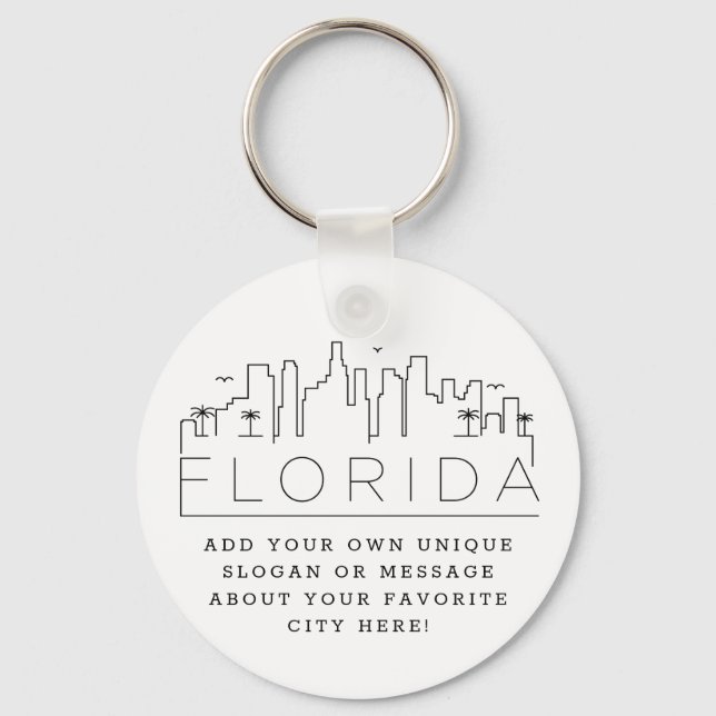 Florida Stylized Skyline | Benutzerdefinierter Slo Schlüsselanhänger (Vorderseite)