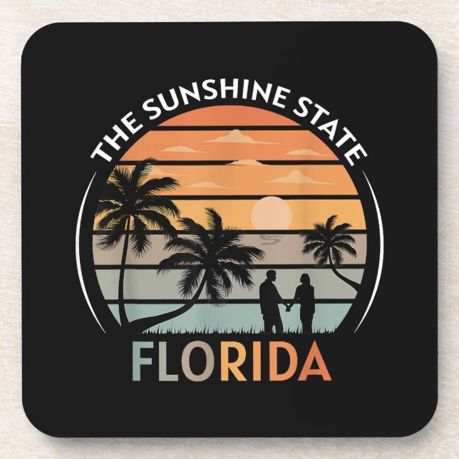 Florida Summer Beach Vintag Sunset Getränkeuntersetzer (Vorderseite)