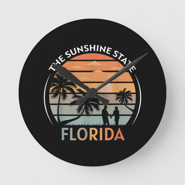 Florida Summer Beach Vintag Sunset Runde Wanduhr (Vorderseite)