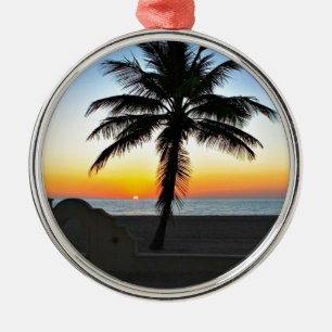 Florida Sunrise mit Palmenbaum Ornament Aus Metall