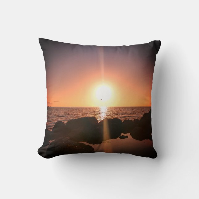 Florida Sunset am Strand Natürliche Fotografie Kissen (Vorderseite)