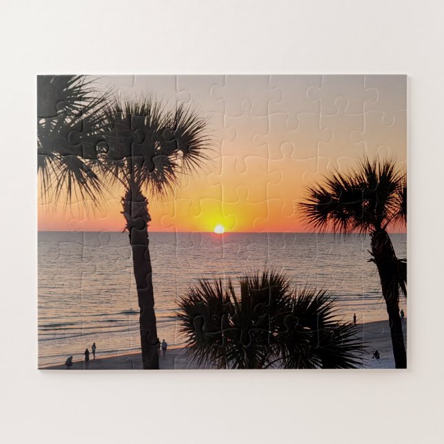 Florida Sunset Gerahmt von Palmen Puzzle (Horizontal)