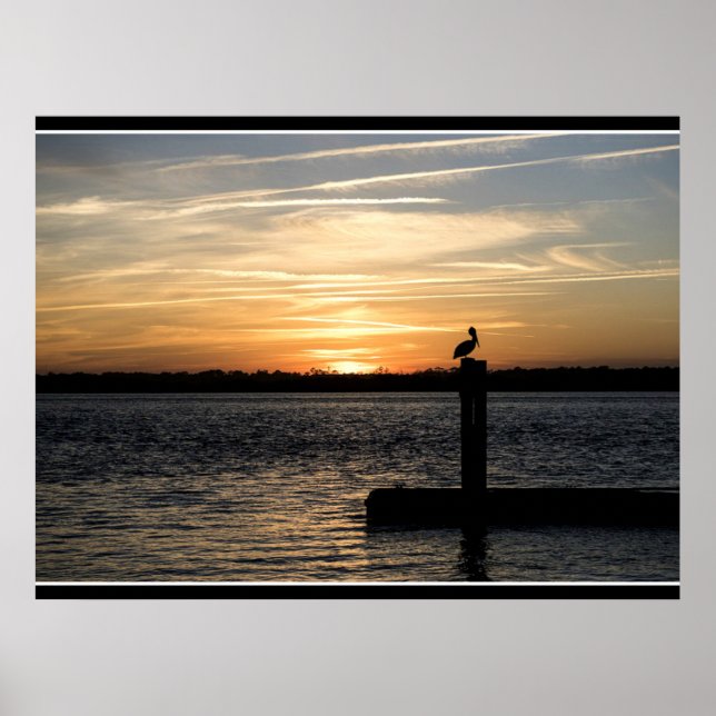 Florida Sunset mit Pelican Poster (Vorne)