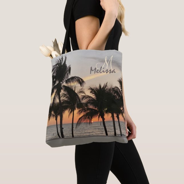 Florida Sunset Palm Tree Monogramm Name (Von Nahem)