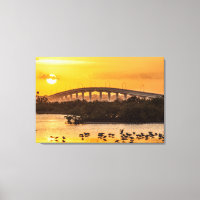 Florida Sunset Titusville Bridge Birnen im Wasser