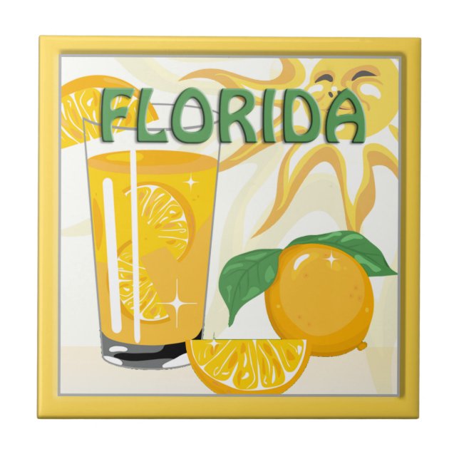 Florida Sunshine Orangen Wohngestaltung Tile Fliese (Vorderseite)