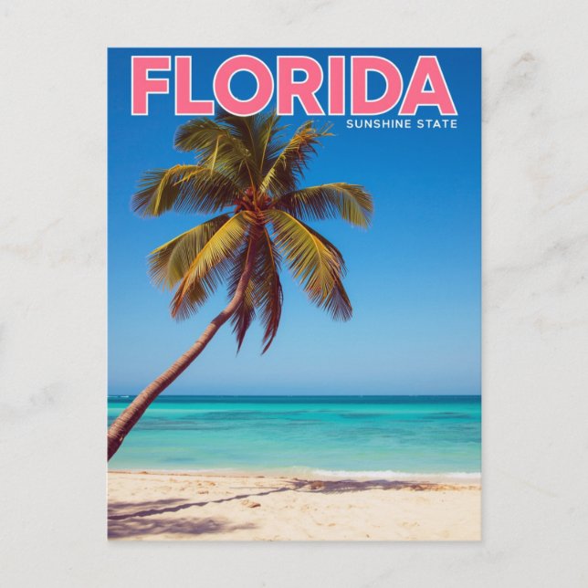 Florida Sunshine State Palm Tree Beach Tropical Postkarte (Vorderseite)