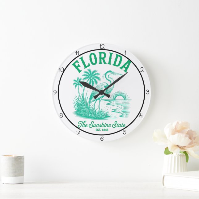 Florida Sunshine State Timepiece Große Wanduhr (Zuhause)