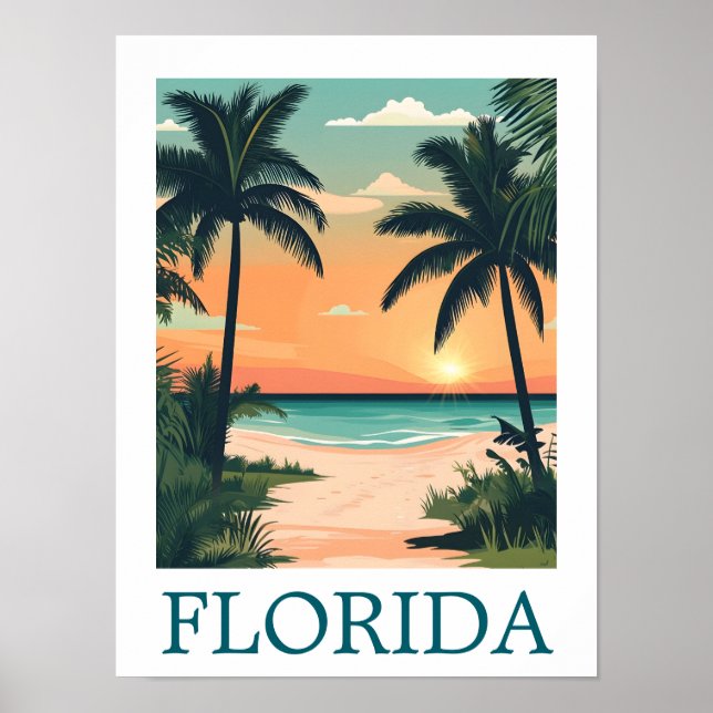 Florida Sunshine State – Tropical Beach Paradise Poster (Vorne)