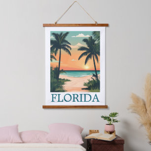 Florida Sunshine State – Tropisches Strandparadies Wandteppich Mit Holzrahmen