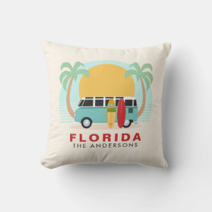 Florida Surfboard Van Family Name Throw Kissen