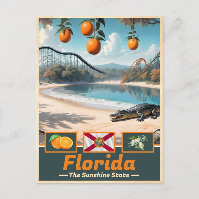 Florida Surreal Staat Symbols & Wonders Postkarte (Vorderseite)