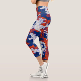 Florida Swamp Gator Blue & Orange Camo Capri Leggings